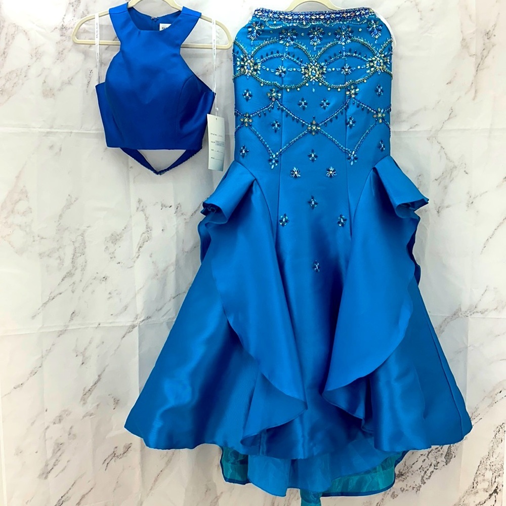Rachel Allan Royal / Turquoise 2pc Mermaid Formal size 6